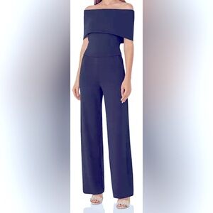 Reiss Raffi Off-the-Shoulder Wide-Leg Jumpsuit Royal Blue Size‎ 8